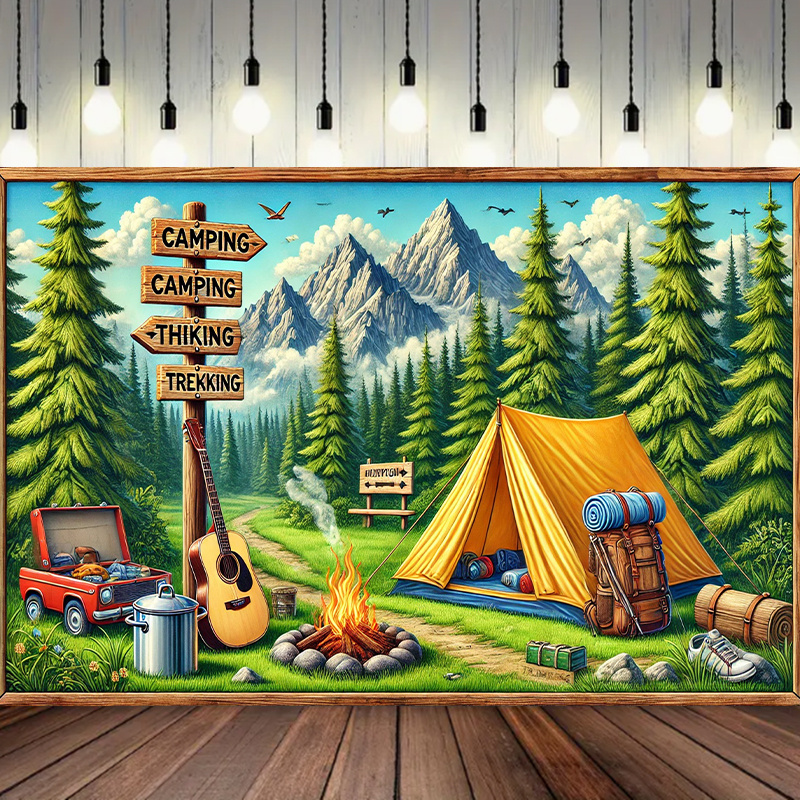 Outdoor Adventure Birthday Party - 1 latar belakang berkemah dan petualangan