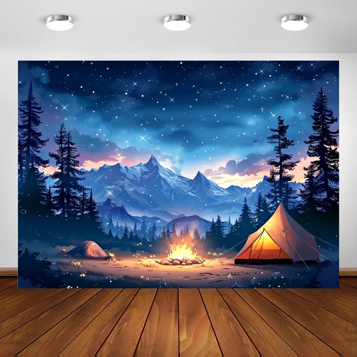 Outdoor Adventure Tent - Latar Belakang Berkemah Malam Berbintang 2D