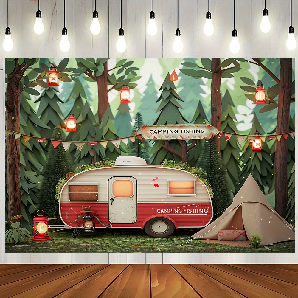 Spanduk latar belakang tema be - Outdoor Adventure Birthday Party ulasan dan harga