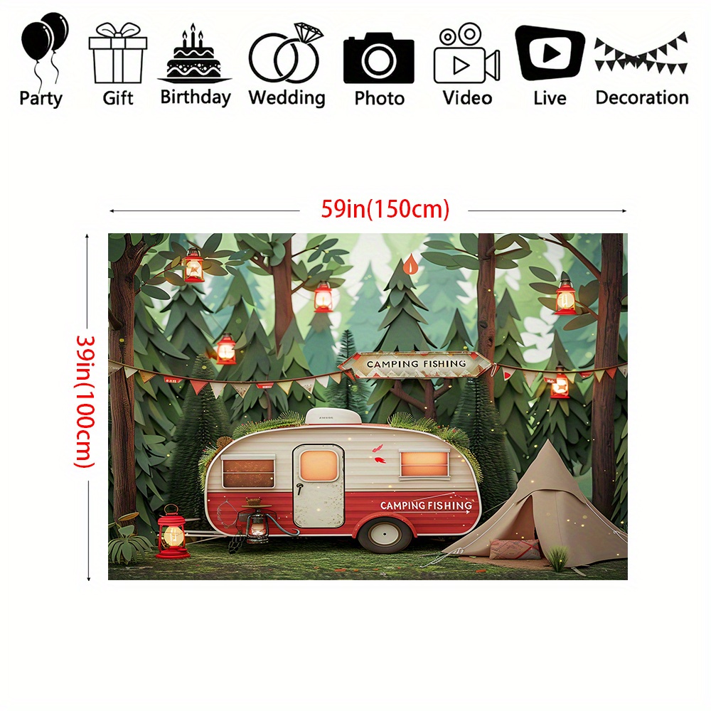 Spanduk latar belakang tema be - Outdoor Adventure Birthday Party ulasan dan harga