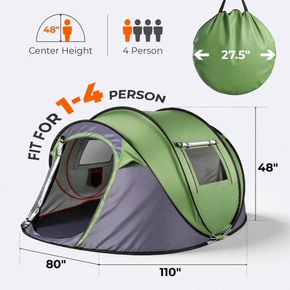 Tenda Camping Pop Up untuk 4 O - Outdoor Adventure Tent ulasan dan harga