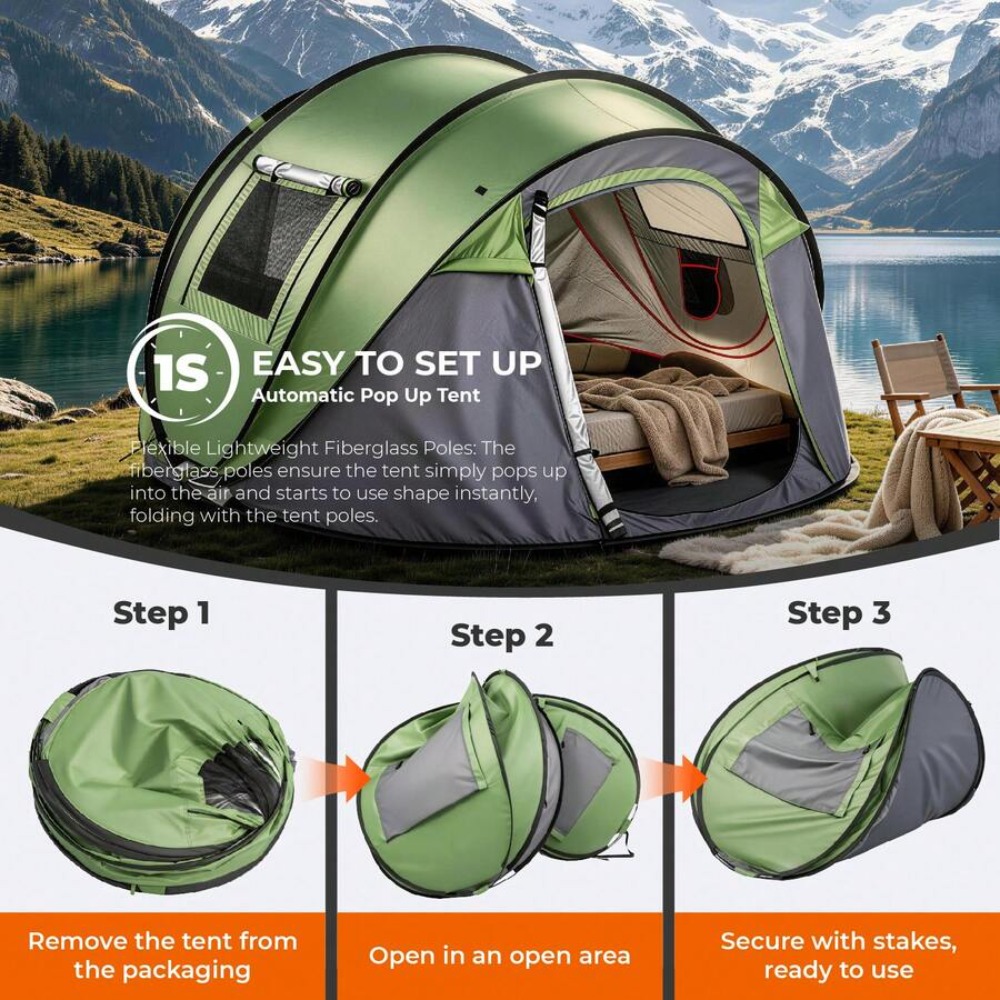 Tenda Camping Pop Up untuk 4 O - Outdoor Adventure Tent ulasan dan harga