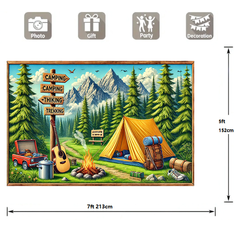 1 latar belakang berkemah dan  - Outdoor Adventure Birthday Party ulasan dan harga