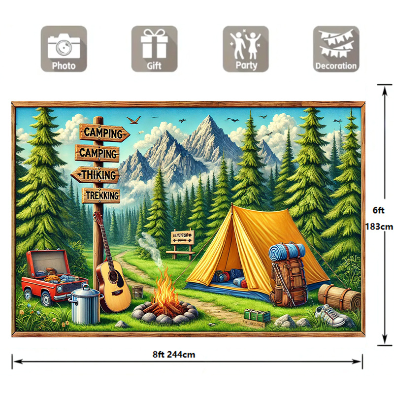 1 latar belakang berkemah dan  - Outdoor Adventure Birthday Party ulasan dan harga