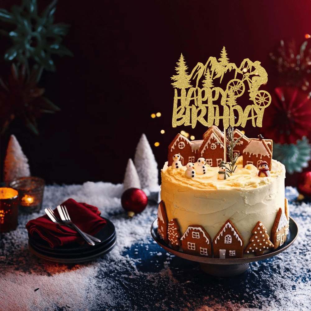 1 buah hiasan kue emas berkila - Outdoor Adventure Birthday Party ulasan dan harga